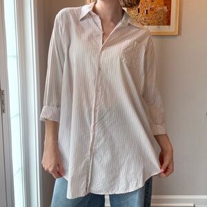 Casual Striped Pinky & White Night Gown